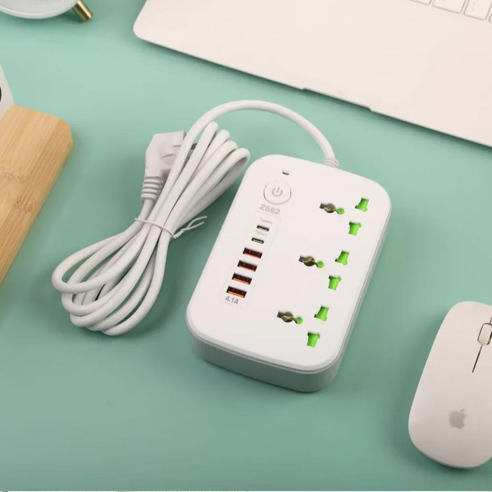 Compro 2500W Power Extension 3 socket+ 4 USB+ 2 Type C Port