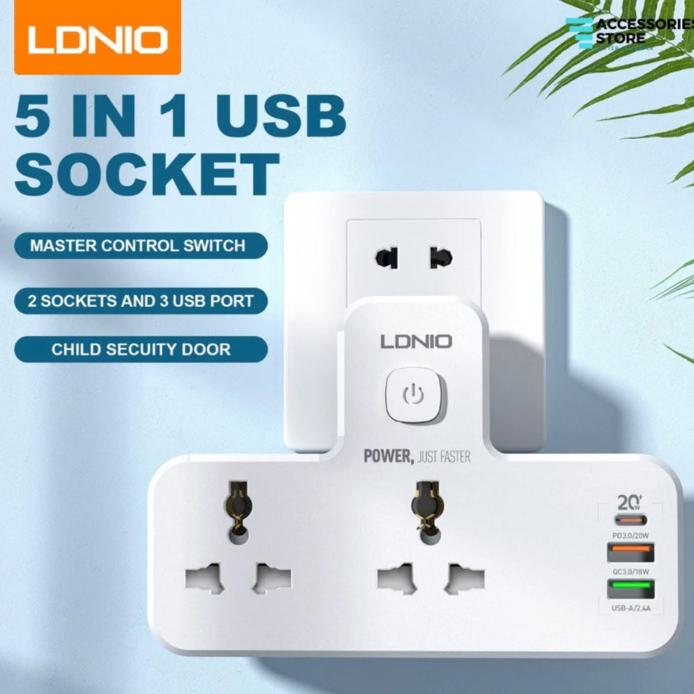 Ldnio 2 AC Outlets Portable Extension Power Socket