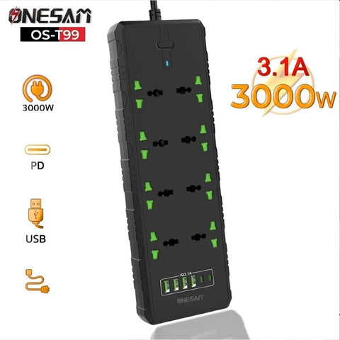 Compro 3000W 8 socket + 2 PD Port + 4 USB Port Extension