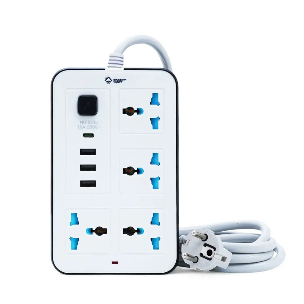 2500W Universal Power Extension with 4 Sockets 3 USB and 1 Type C Port