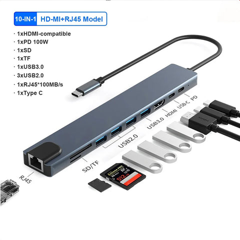 Compro USB Type C Hub 10 in 1