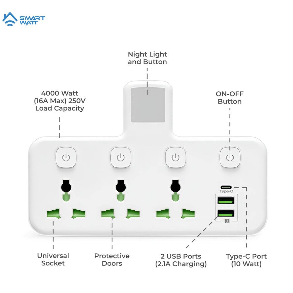 Smart Watt Socket Extender Power Extension