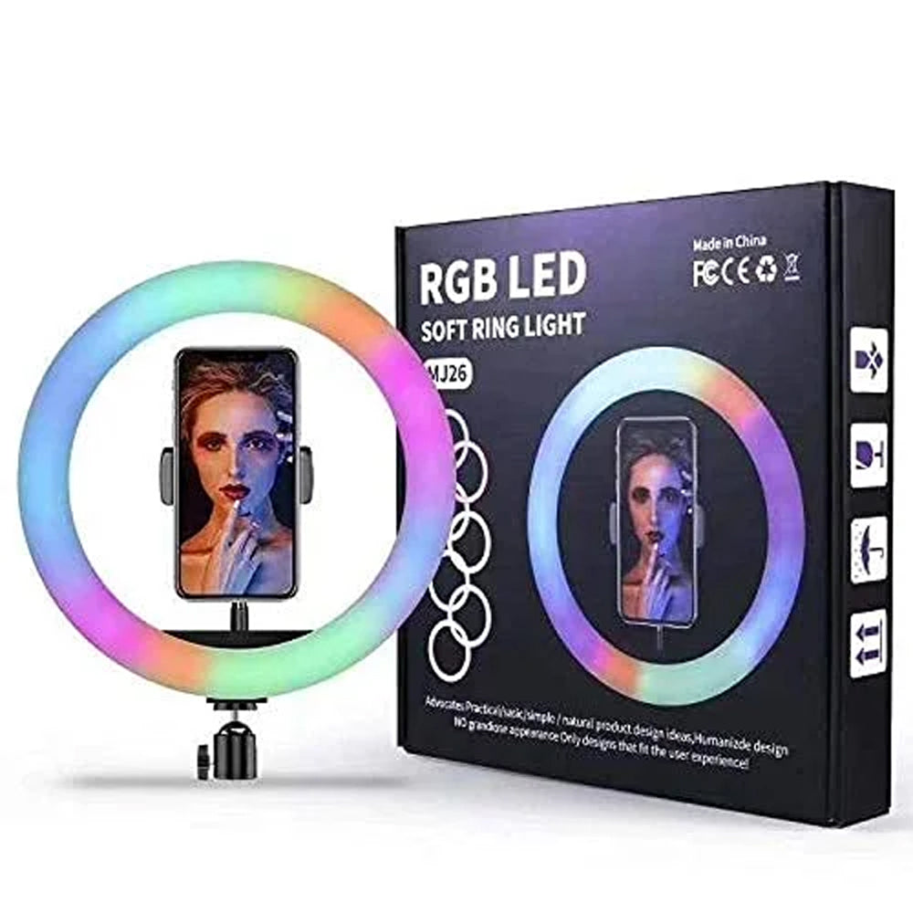 MJ26 10Inch 26cm RGB Ring Light RGB Flash Ring Light for Camera Smartphone YouTube Video Shooting and Makeup Light - Best Light for TikTok and Youtubers