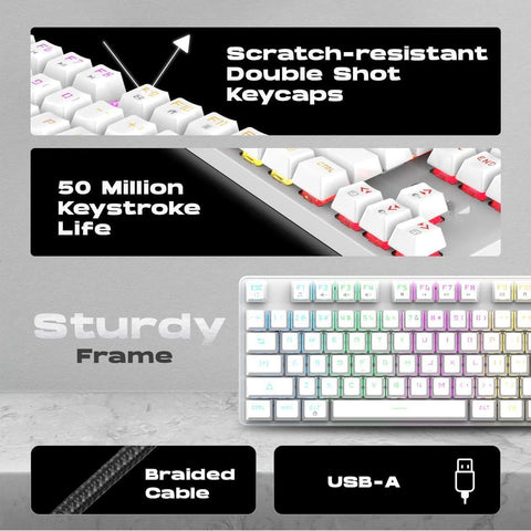 GameStop GS-200 FPS Sniper Wired Mechanical Keyboard White – Otemu Brown Switches
