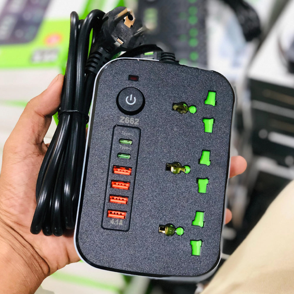 Compro 2500W Power Extension 3 socket+ 4 USB+ 2 Type C Port