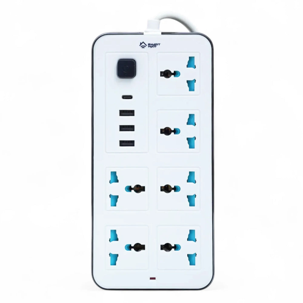 2000W Universal Power Extension with 6 Sockets 3 USB and 1 Type C Port