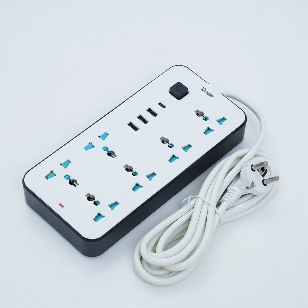 2000W Universal Power Extension with 6 Sockets 3 USB and 1 Type C Port